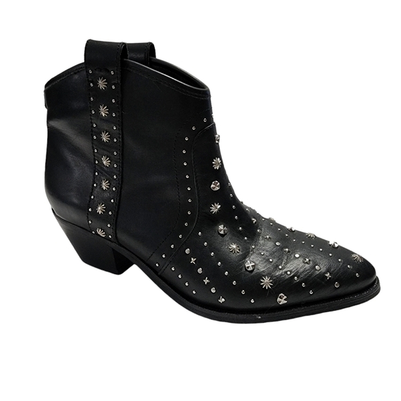 Sam Edelman Brian Studded Western Bootie Black Leather 6 - Picture 4 of 16